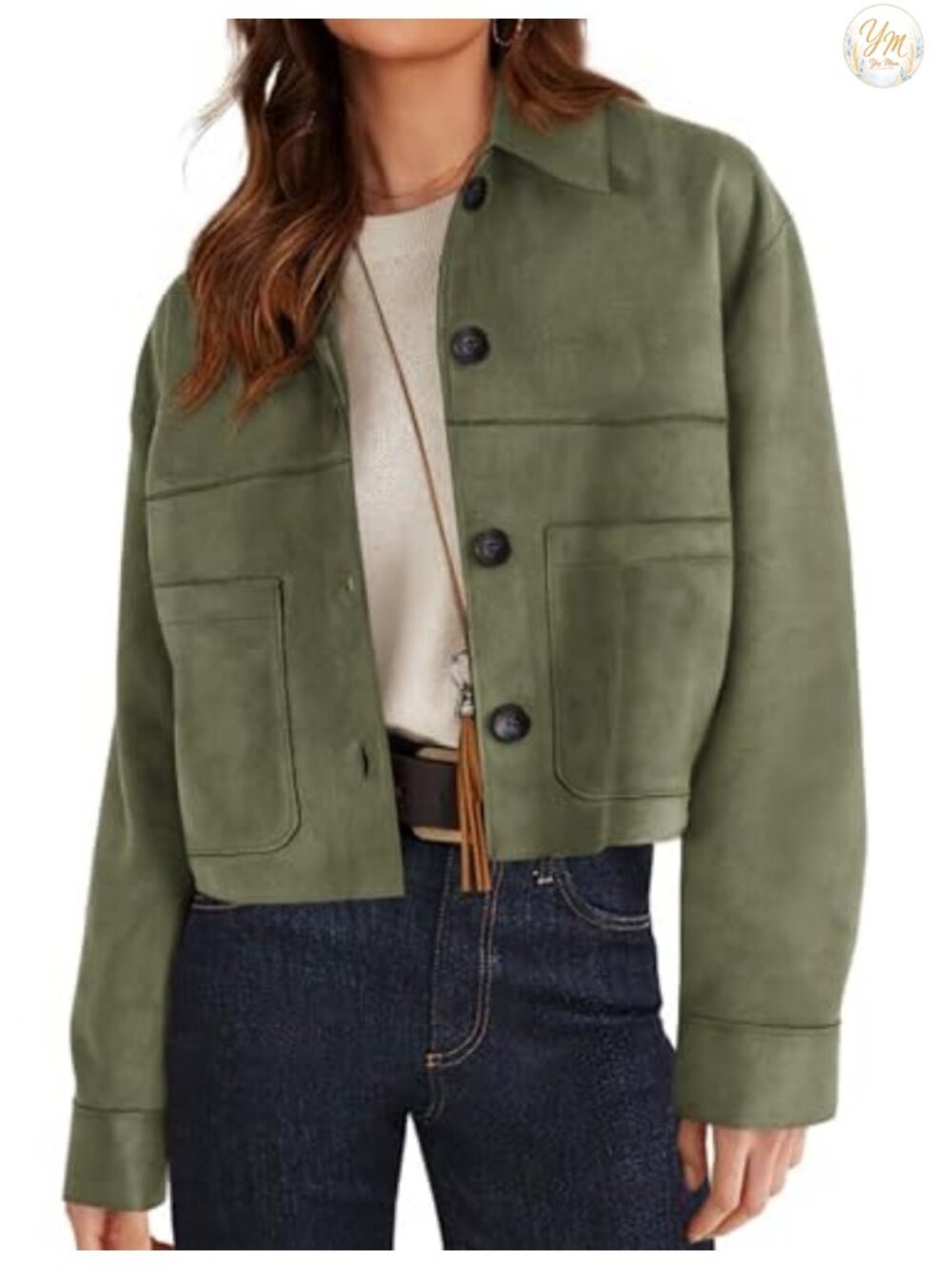 Faux Suede Shacket Jacket Lightweight Cropped Aviator Coat